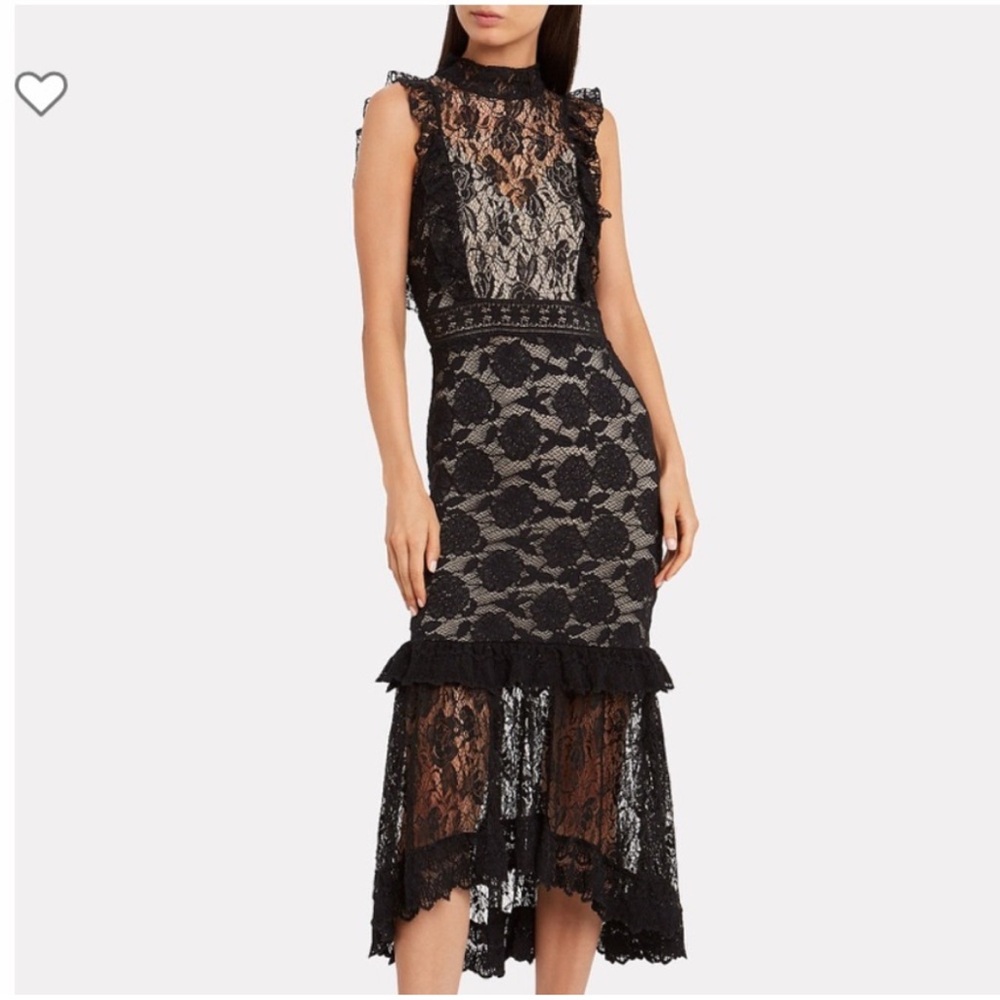 NIGHTCAP CLOTHING VICTORIAN SOFT FRENCH LACE MAXI DRESS IN BLACK SIZE S